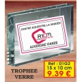 TROPHEE VERRE PRESTIGE : REF. 01G2P - 15 x 10CM